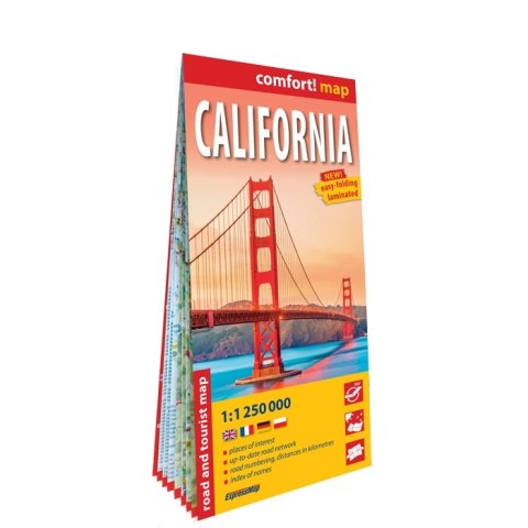 California road and tourist map 1:1 250 000 (ANG) laminat 2025