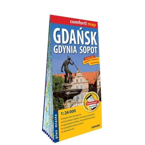 Gdańsk Gdynia Sopot plan Trójmiasta 1:26 000 laminat 2023