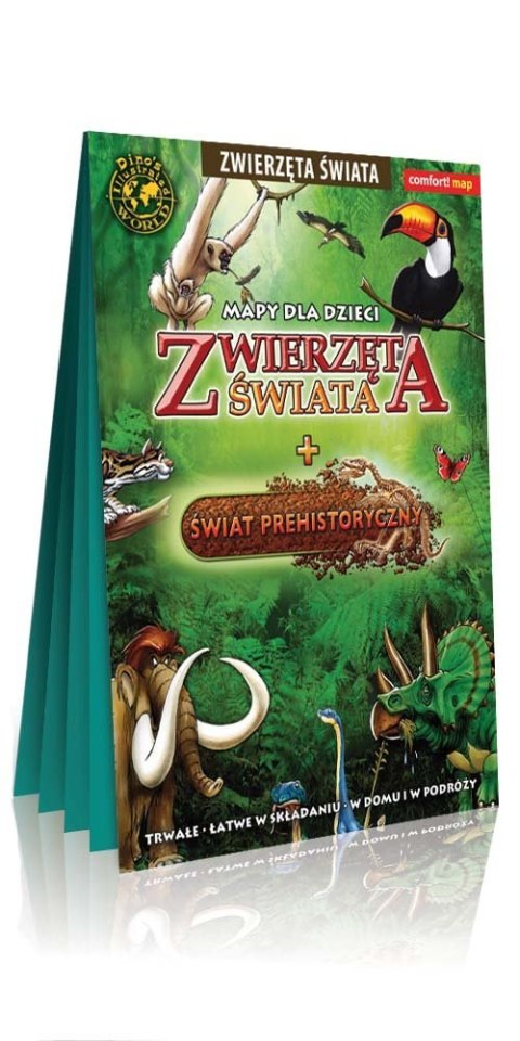 Zwierzęta świata i Świat Prehistoryczny mapa dla dzieci PL XXL laminat