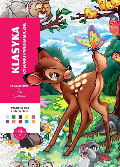 Klasyka. Rysunki panoramiczne. Art therapy. Kolorowanka antystresowa. Disney. Zagadkowe rysunki