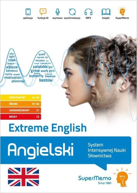 Extreme English. Angielski. System Intensywnej Nauki Słownictwa. Poziom podstawowy A1-A2, średni B1-B2, zaawansowany C1 i bieg