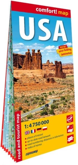 USA laminowana mapa samochodowo-turystyczna 1:4 750 000