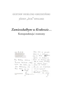 Zamieszkałbym w Krakowie... Korespondencja i rozmowy